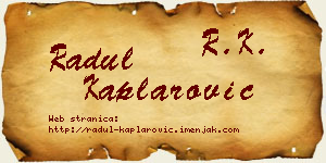 Radul Kaplarović vizit kartica